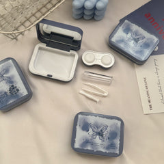 Romantic Ice Blue Roses Colored Contact Lens Case