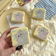 Butter Yellow Bow Kitten Coloured Contact Lens Case