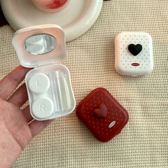 Polka Dot Heart Coloured Contact Lens Case