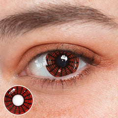 Cosplay SpiderWeb Dark Red Coloured Contact Lenses - BEAUEYE (UK)