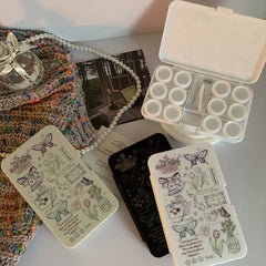 Ins Creative Simple Text Butterflies Colored Contact Lens Case - BEAUEYE (UK)