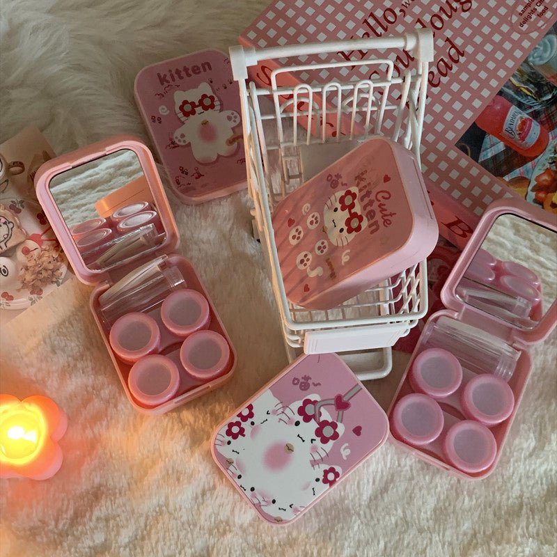 Ins Cute Pink Cat Colored Contact Lens Case - BEAUEYE (UK)