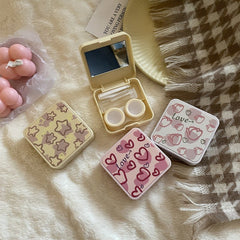 INS Simple Pink Love ~ Niche Girl Heart Colored Contact Lens Case - BEAUEYE (UK)