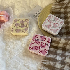 INS Simple Pink Love ~ Niche Girl Heart Colored Contact Lens Case - BEAUEYE (UK)