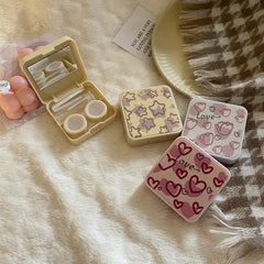 INS Simple Pink Love ~ Niche Girl Heart Colored Contact Lens Case - BEAUEYE (UK)