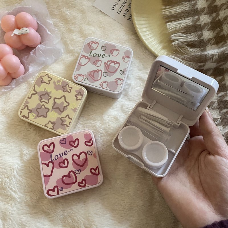 INS Simple Pink Love ~ Niche Girl Heart Colored Contact Lens Case - BEAUEYE (UK)