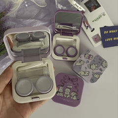 Purple Design Girl Love Colored Contact Lens Case - BEAUEYE (UK)