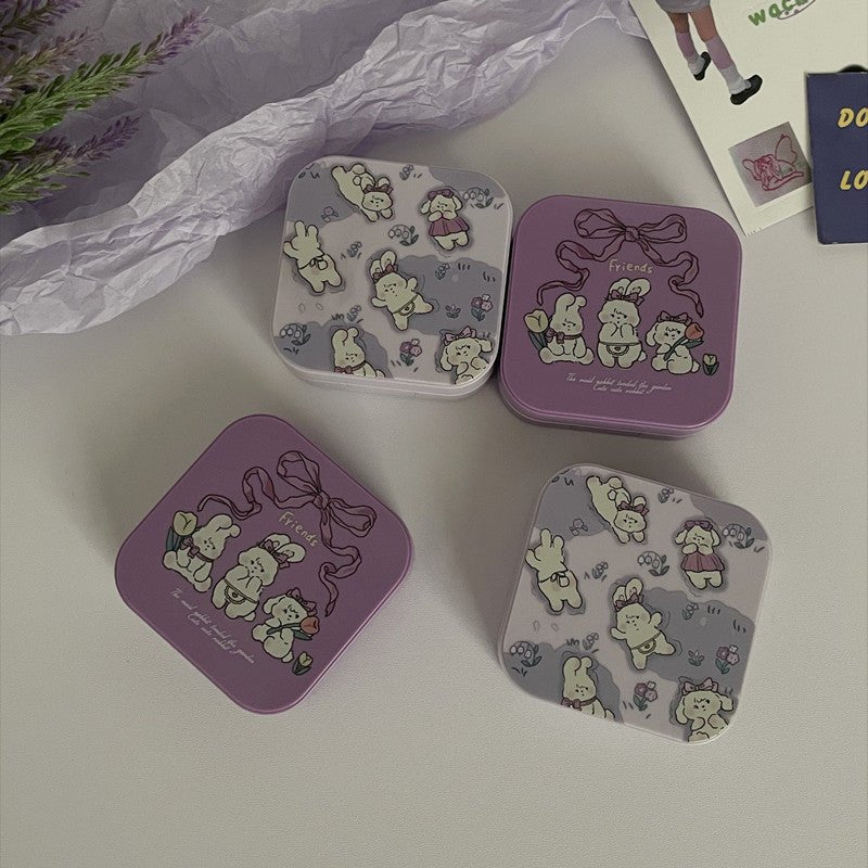 Purple Design Girl Love Colored Contact Lens Case - BEAUEYE (UK)