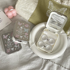 Silver Butterflies Colored Contact Lens Case - BEAUEYE (UK)