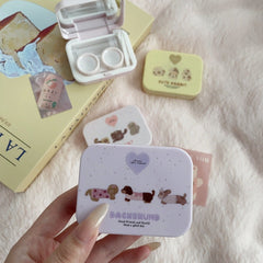 Young Girl Style With Cute Pets Colored Contact Lens Case - BEAUEYE (UK)