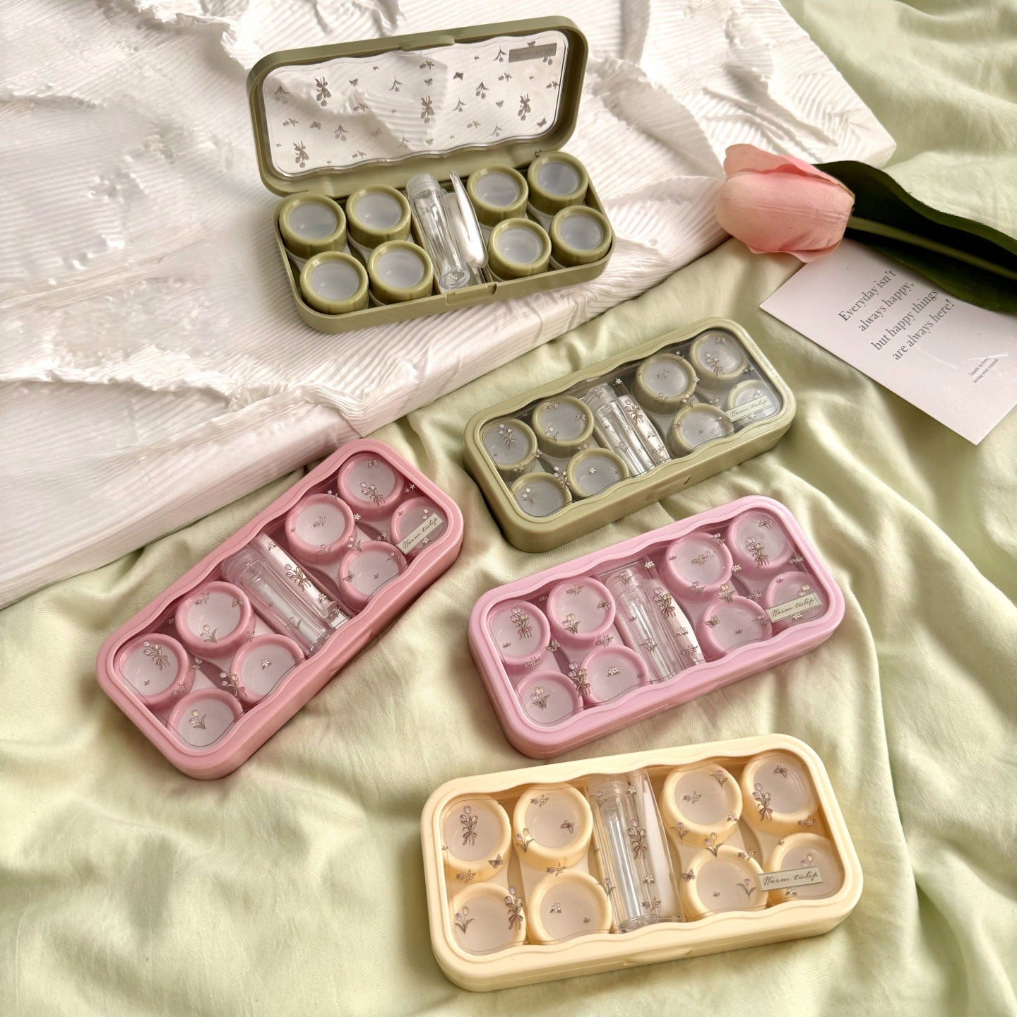 Crushed Tulips Coloured Contact Lens Case Main image
