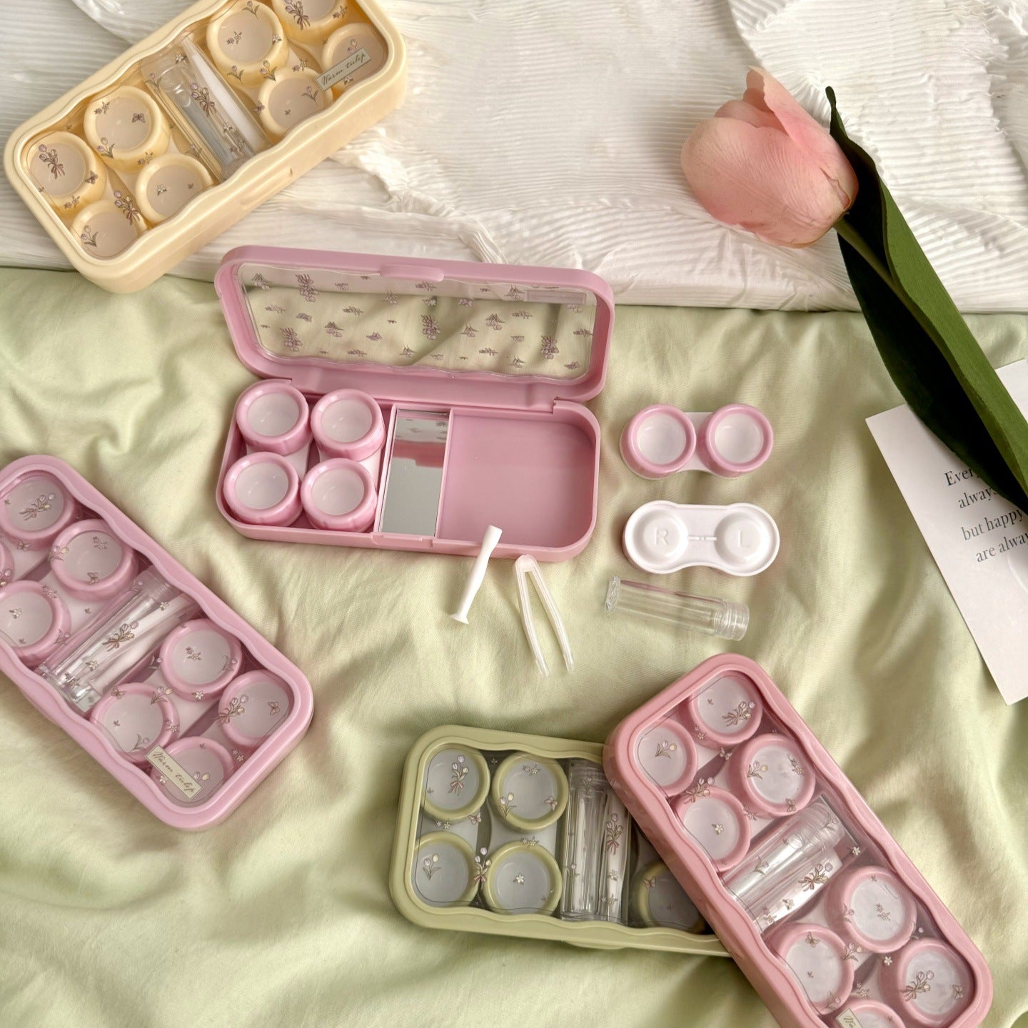 Crushed Tulips Coloured Contact Lens Case Secondary image