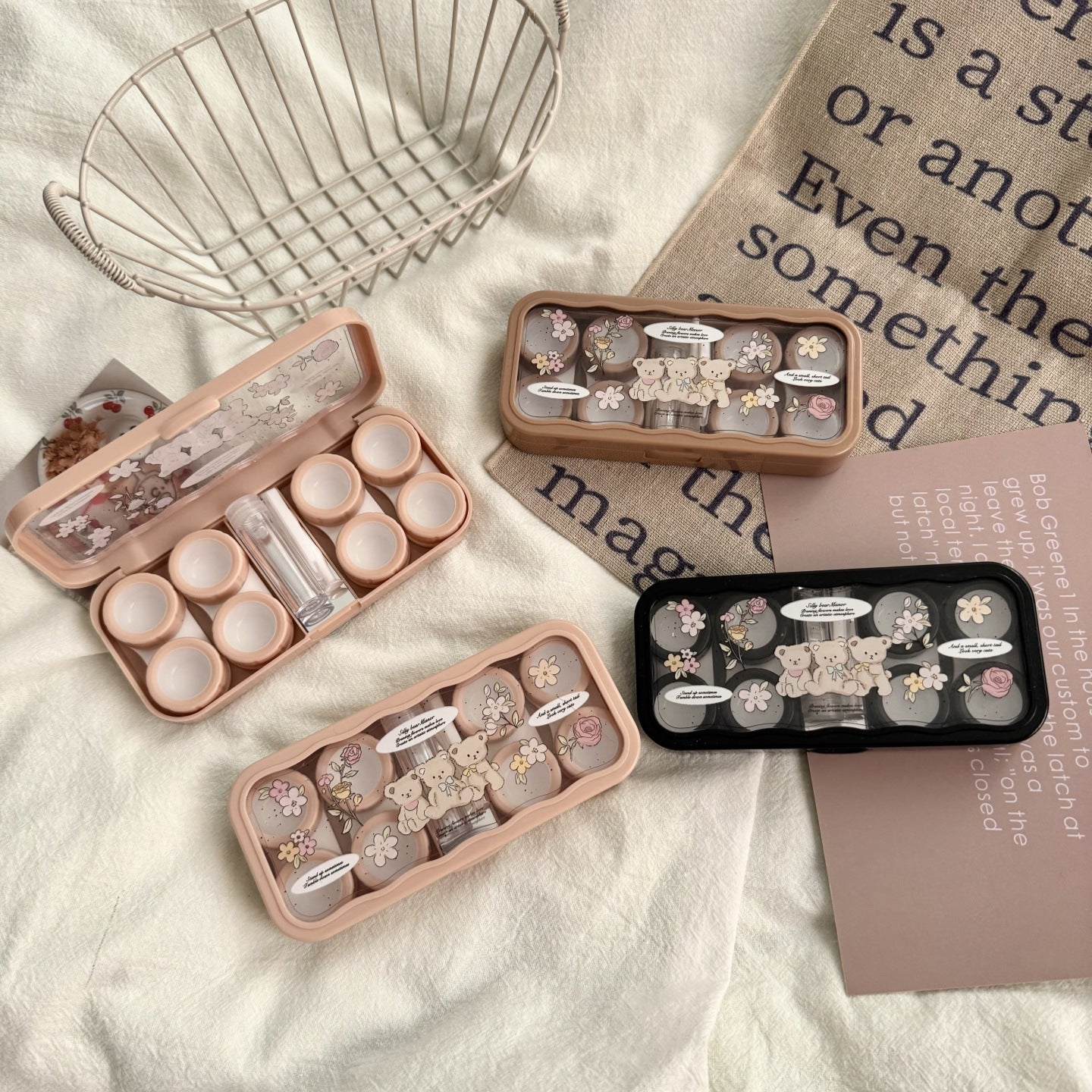 Flower Bear Coloured Contact Lens Case