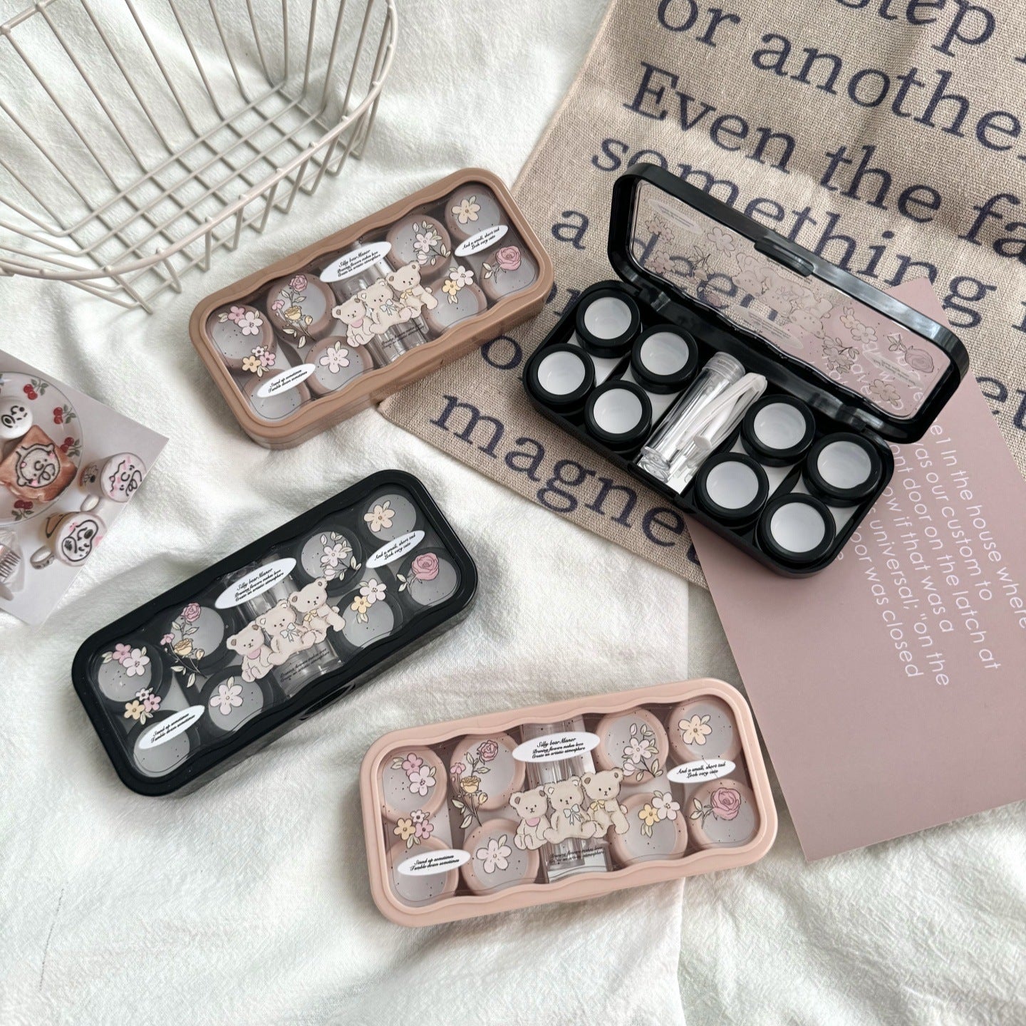 Flower Bear Coloured Contact Lens Case