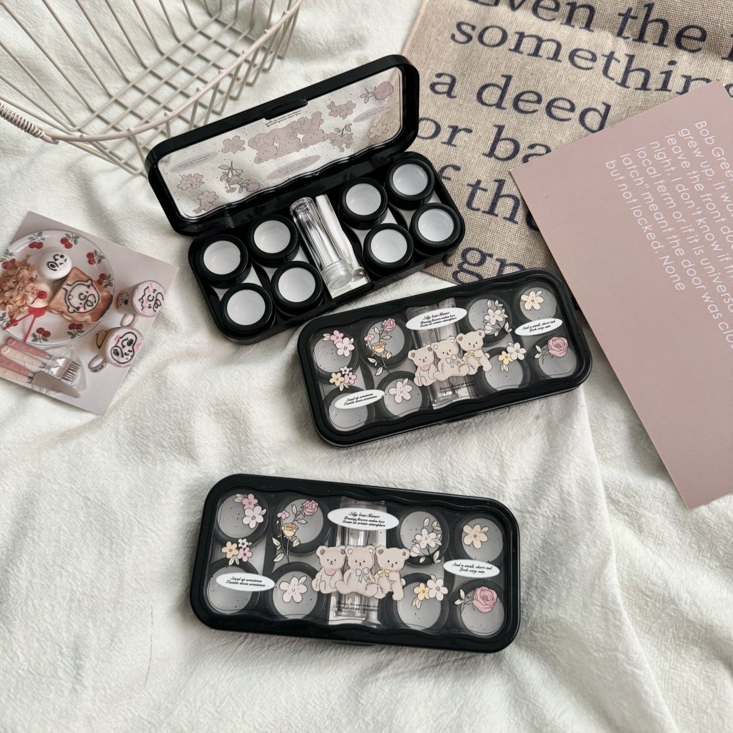 Flower Bear Coloured Contact Lens Case