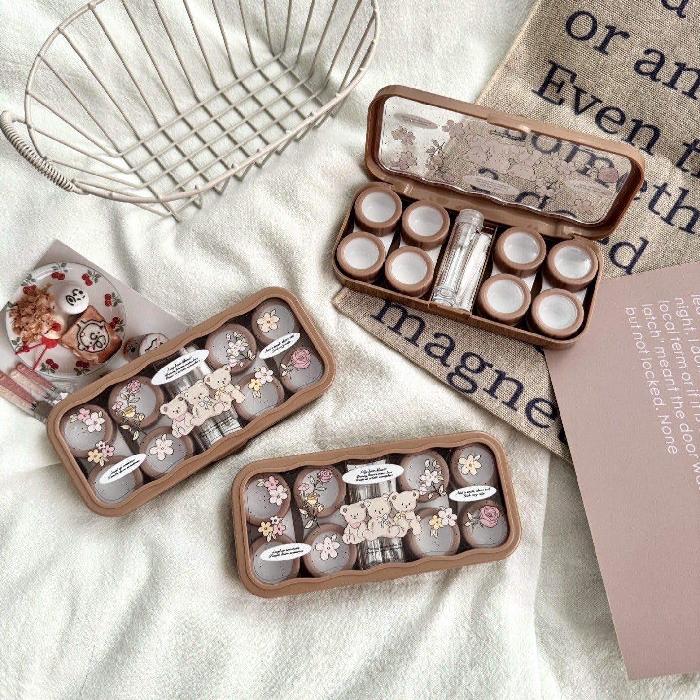 Flower Bear Coloured Contact Lens Case
