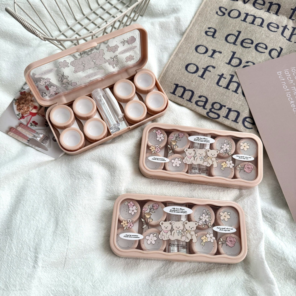 Flower Bear Coloured Contact Lens Case