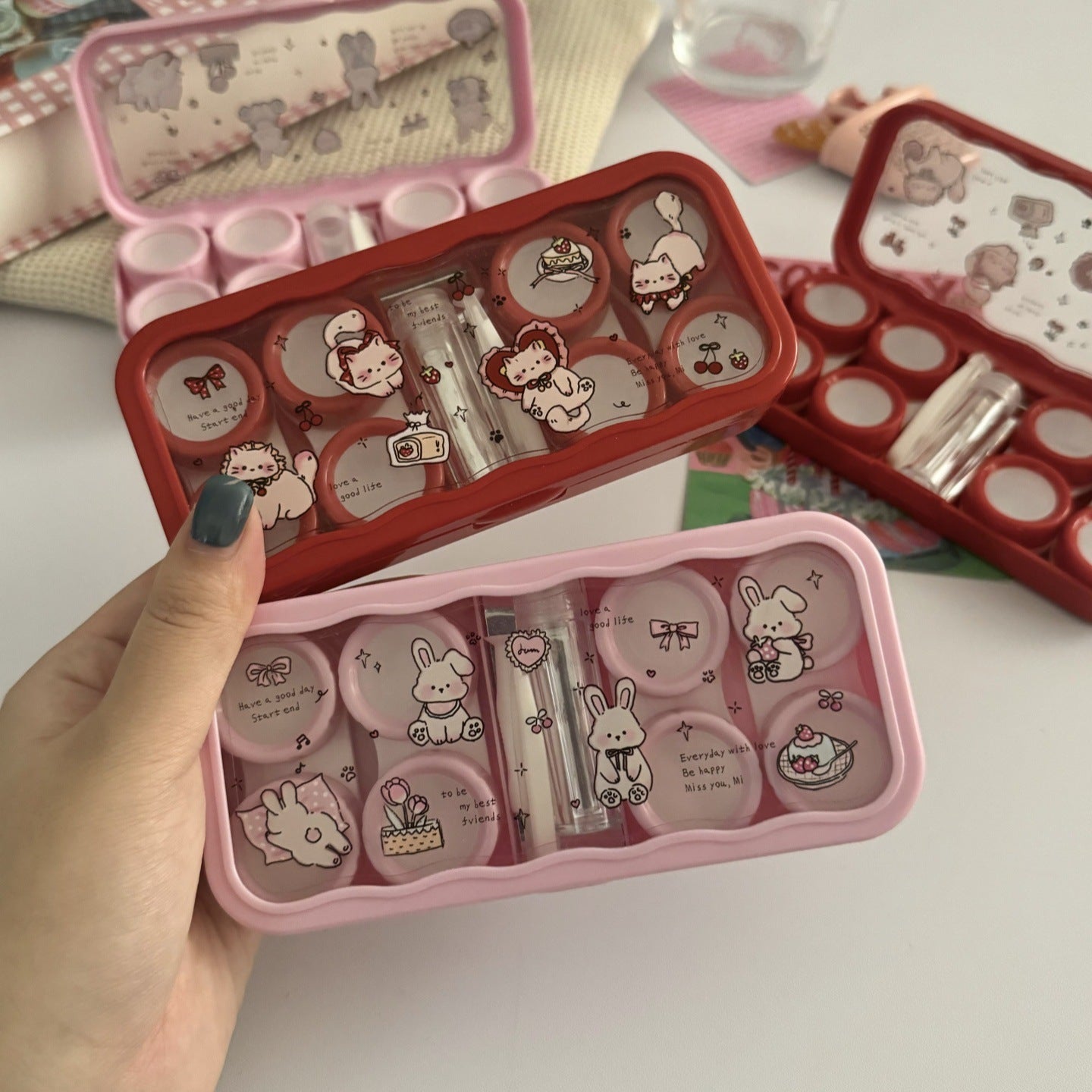 Sweet Bunny Garden Coloured Contact Lens Case Main image