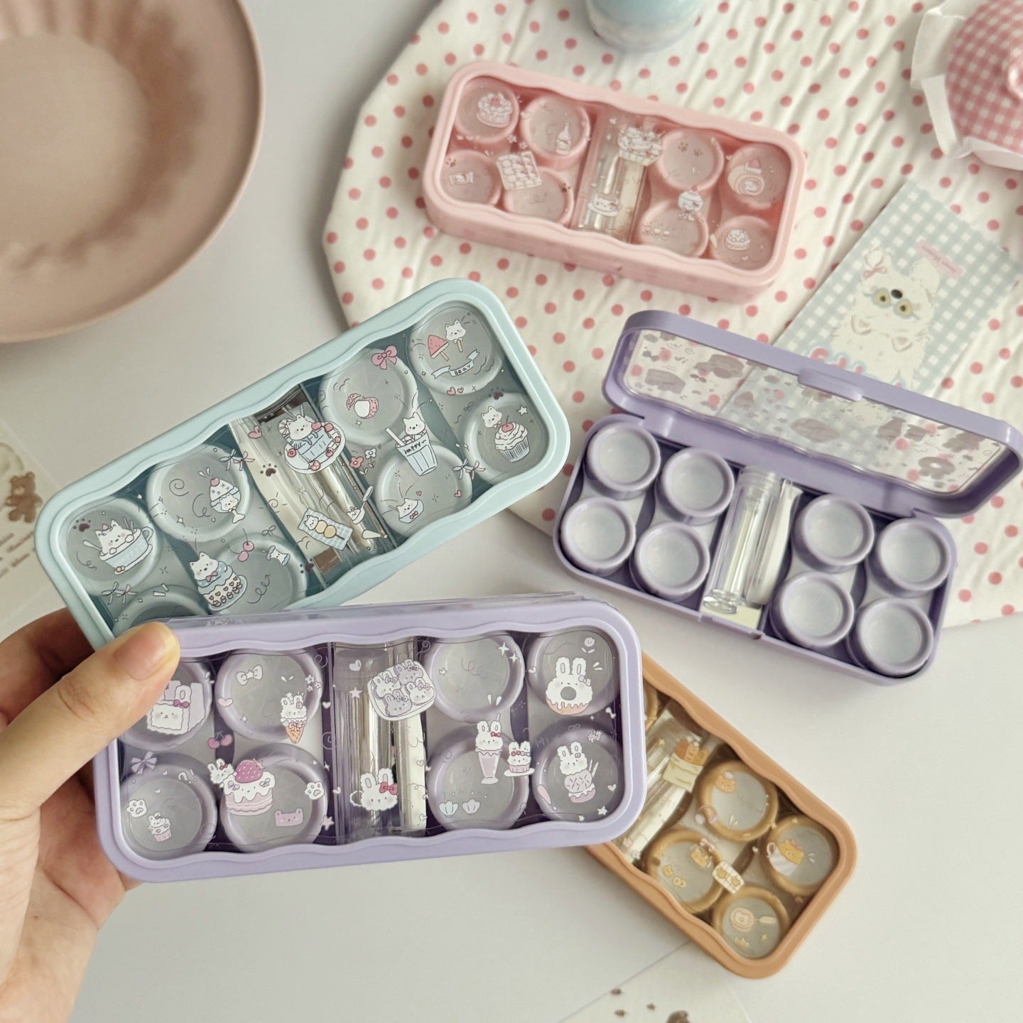 Ice Cream And Cake Coloured Contact Lens Case Main image