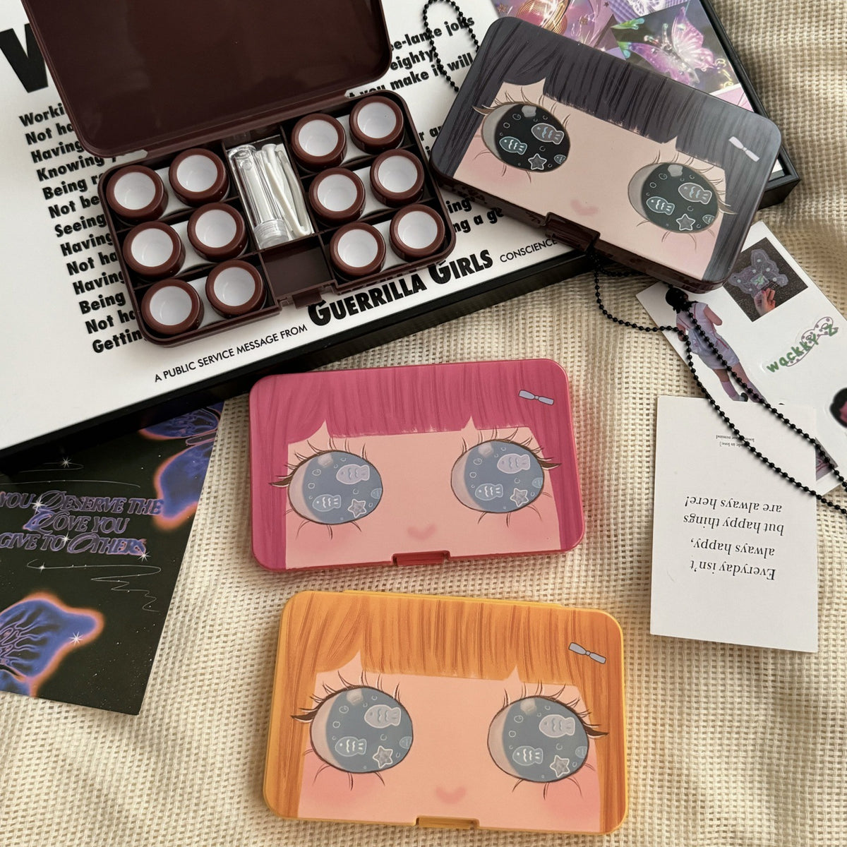 Big Eye Girl Coloured  Contact Lens Case
