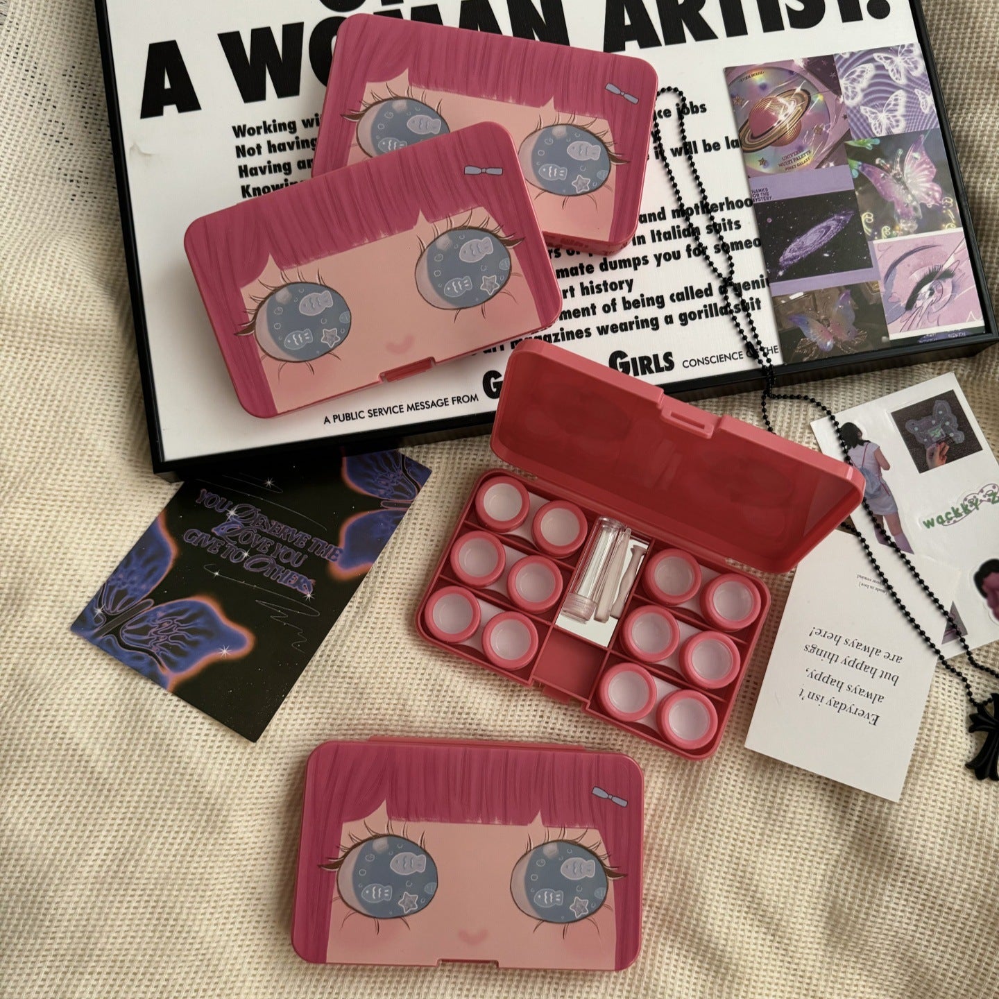 Big Eye Girl Coloured  Contact Lens Case