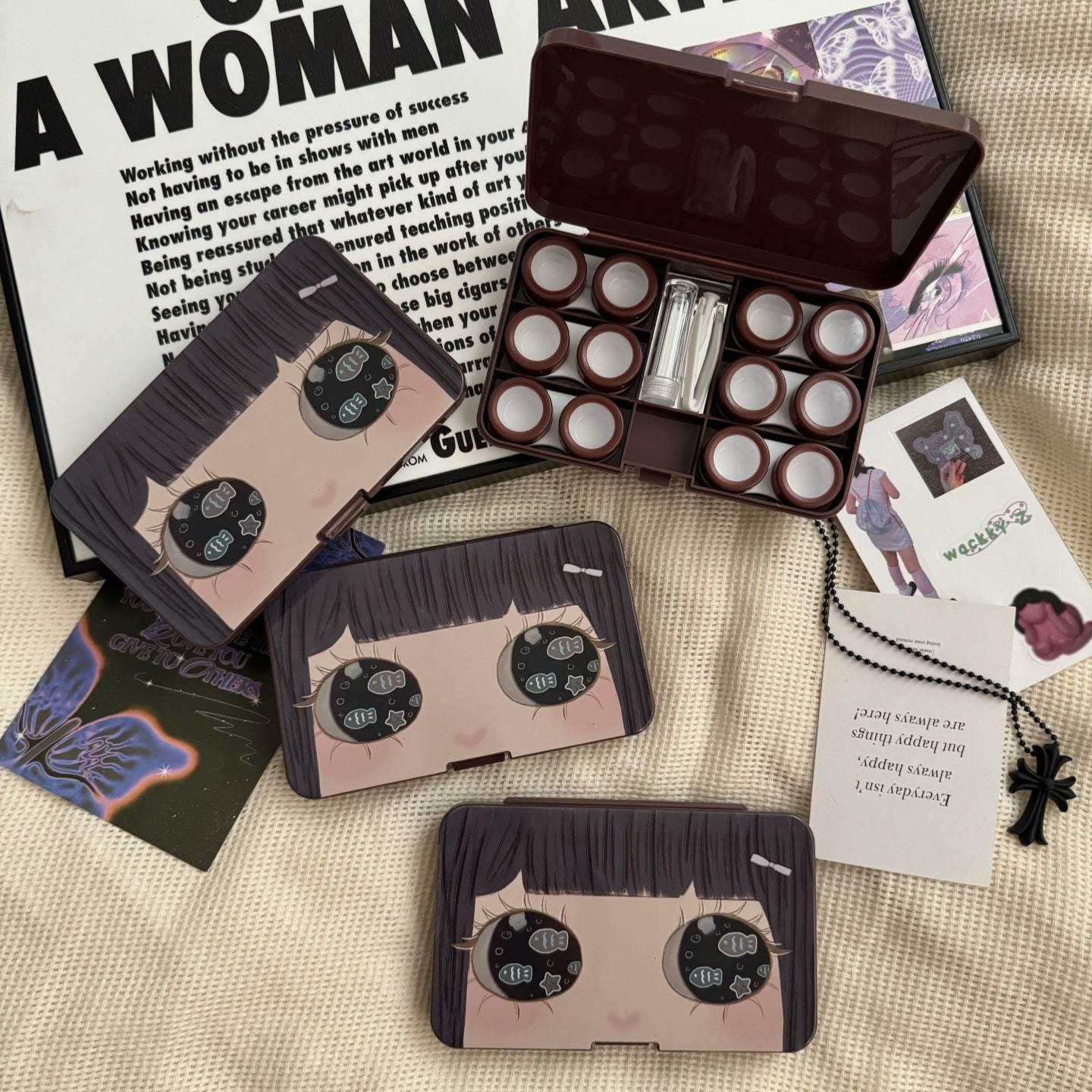 Big Eye Girl Coloured  Contact Lens Case