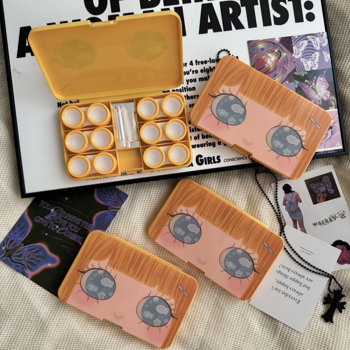 Big Eye Girl Coloured  Contact Lens Case