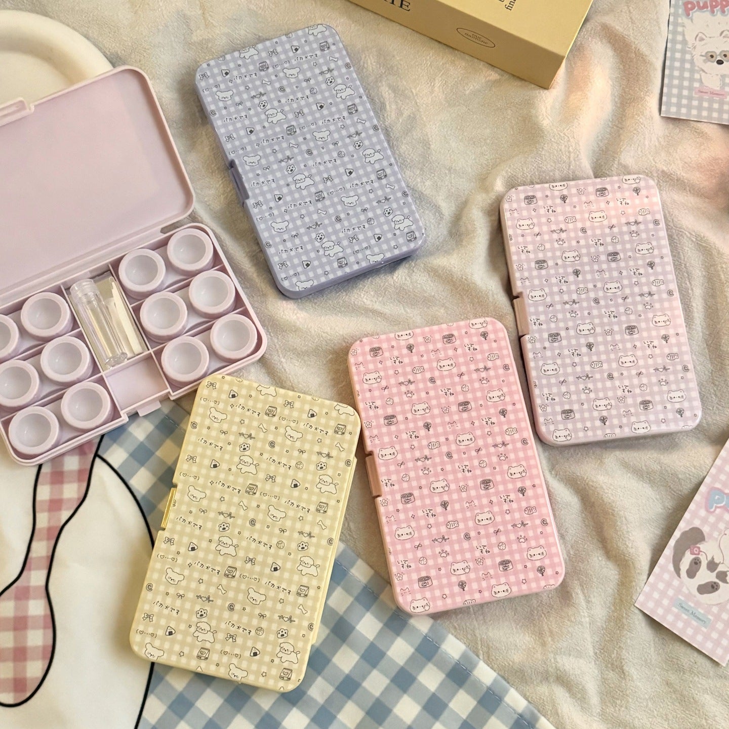 Pastel Floral Kitten Colored Contact Lens Case Main image