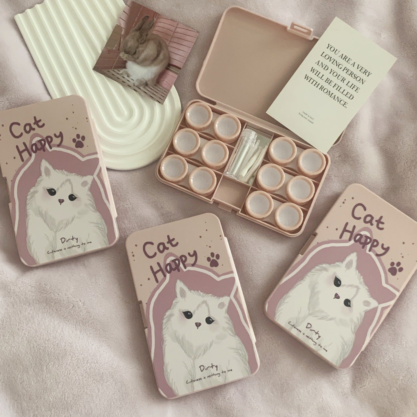 Cat Happy Coloured Contact Lens Case Main image