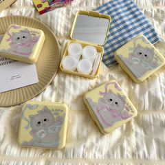 Butter Yellow Bow Kitten Coloured Contact Lens Case