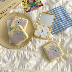 Butter Yellow Bow Kitten Coloured Contact Lens Case
