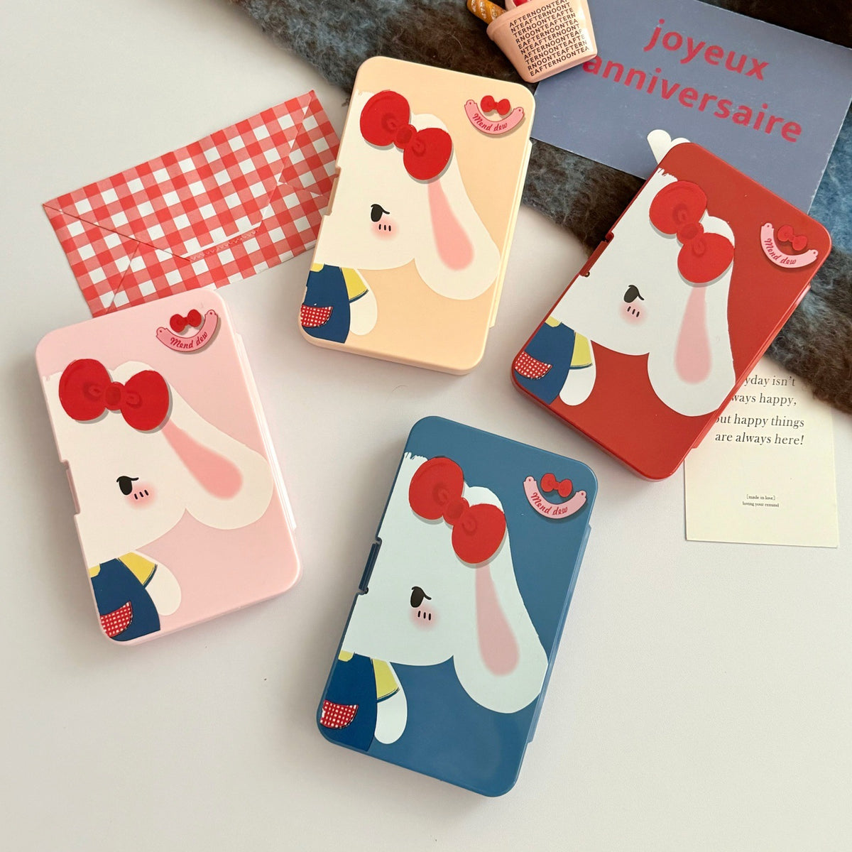 Lop Ear Bow Bunny Coloured Contact Lens Case