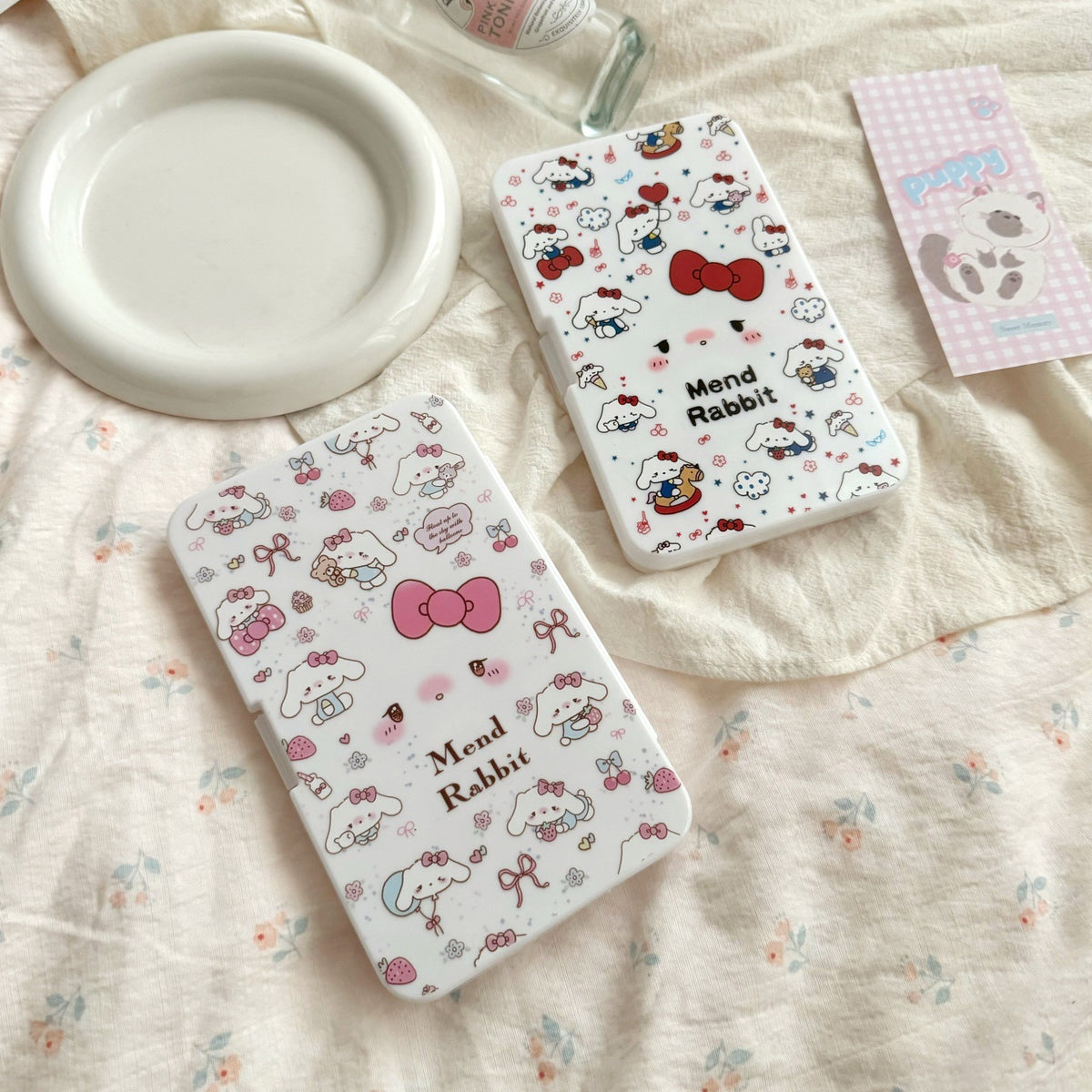 Pastel Bow Lop Ear Bunny Diary Coloured Contact Lens Case