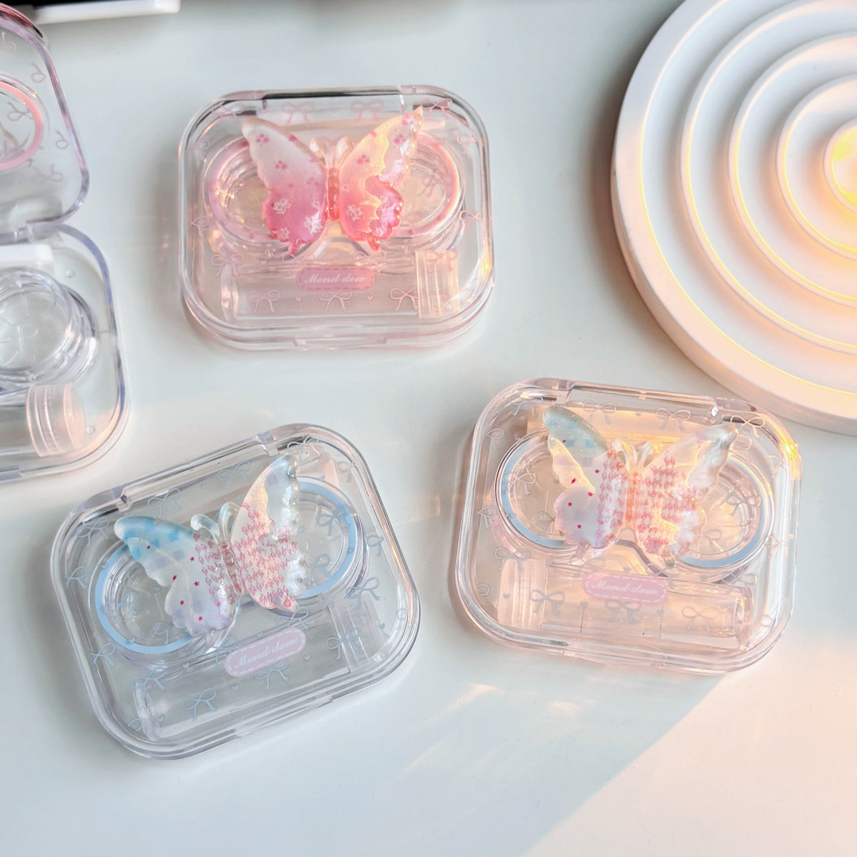 Crystal Gradient Butterfly Coloured Contact Lens Case