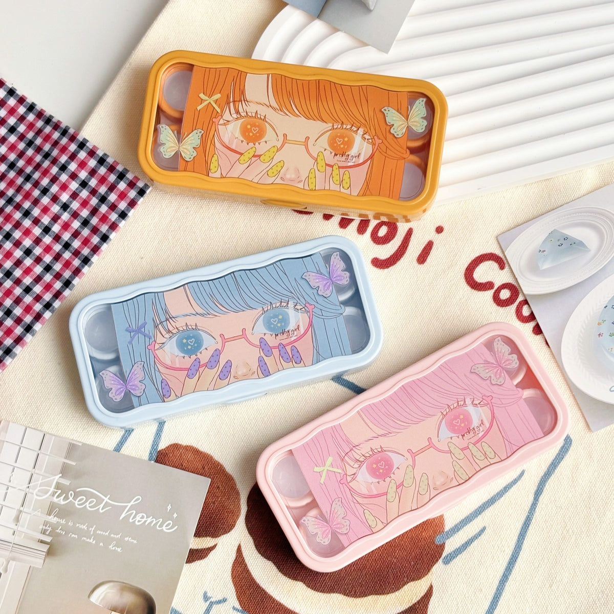 Manga Butterfly Eyes Coloured Contact Lens Case