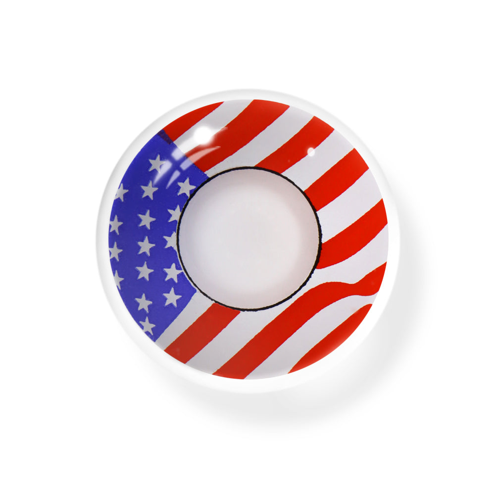 Cosplay America Flag Red Colored Contact Lenses