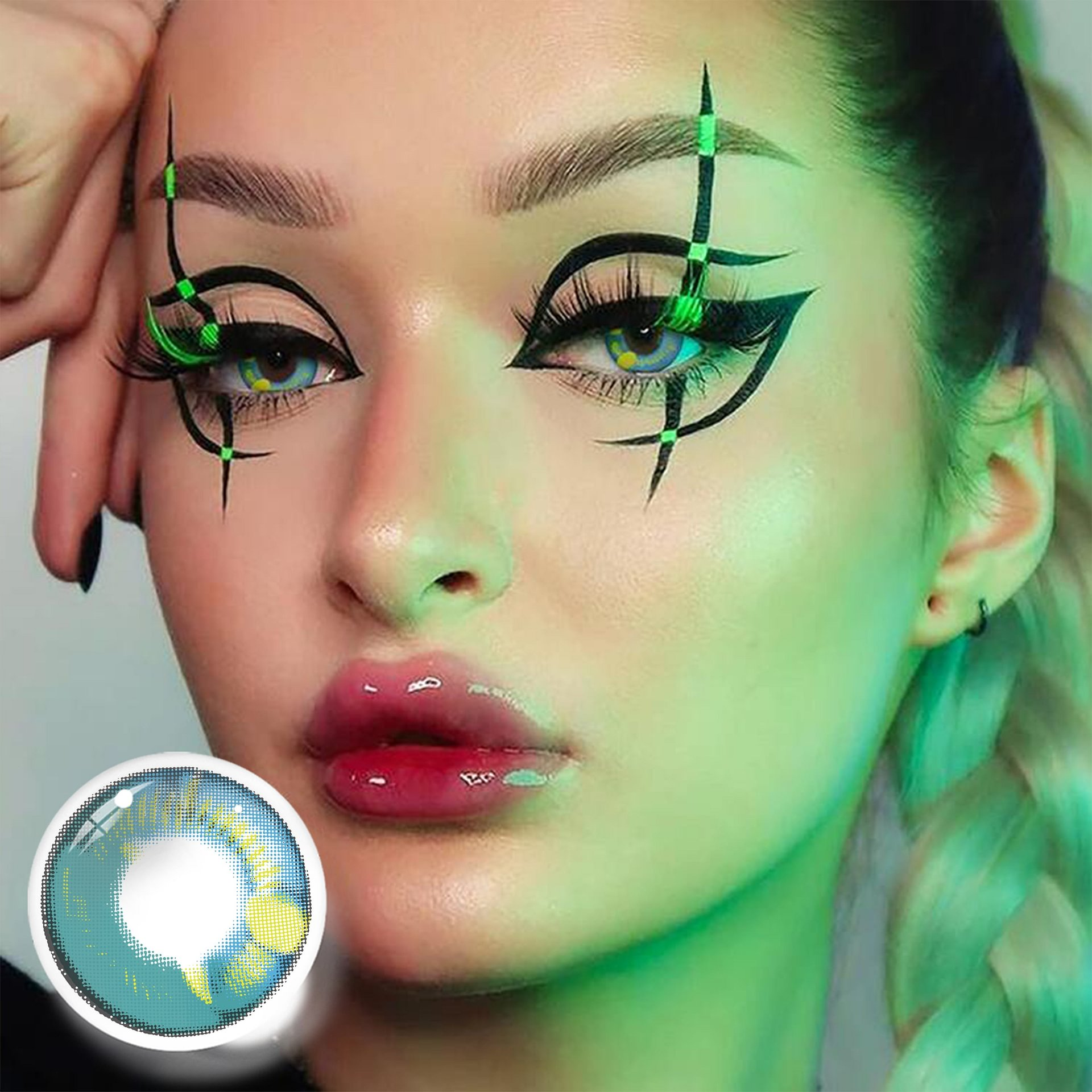 Cosplay Anime Green Prescription Coloured Contact Lenses