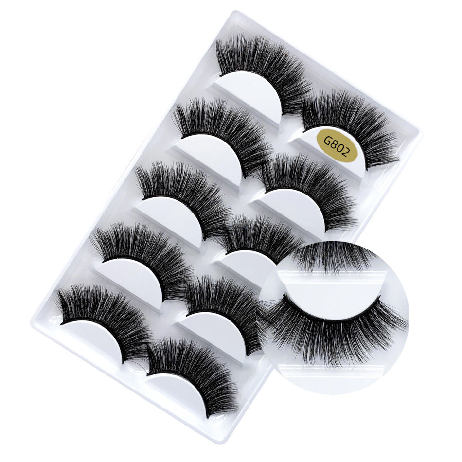 False Eyelashes Natural Thick 5 Pairs Mixed EyelashesPiece Mink Hair Eyelashes