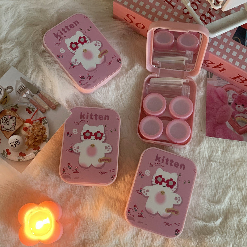 Ins Cute Pink Cat Colored Contact Lens Case