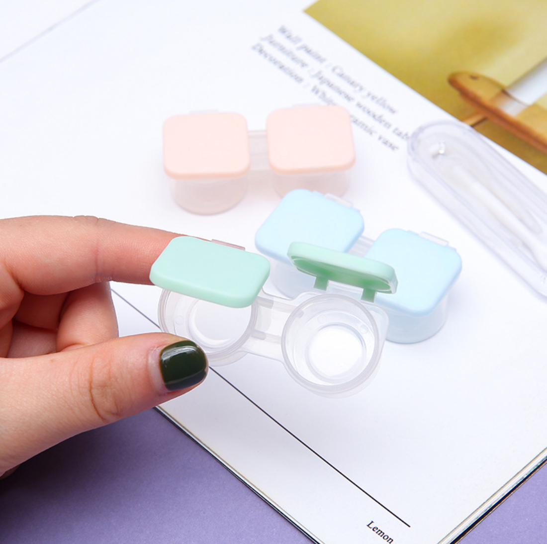 Portable flip cover Multicolor Colored Contact Lens Case