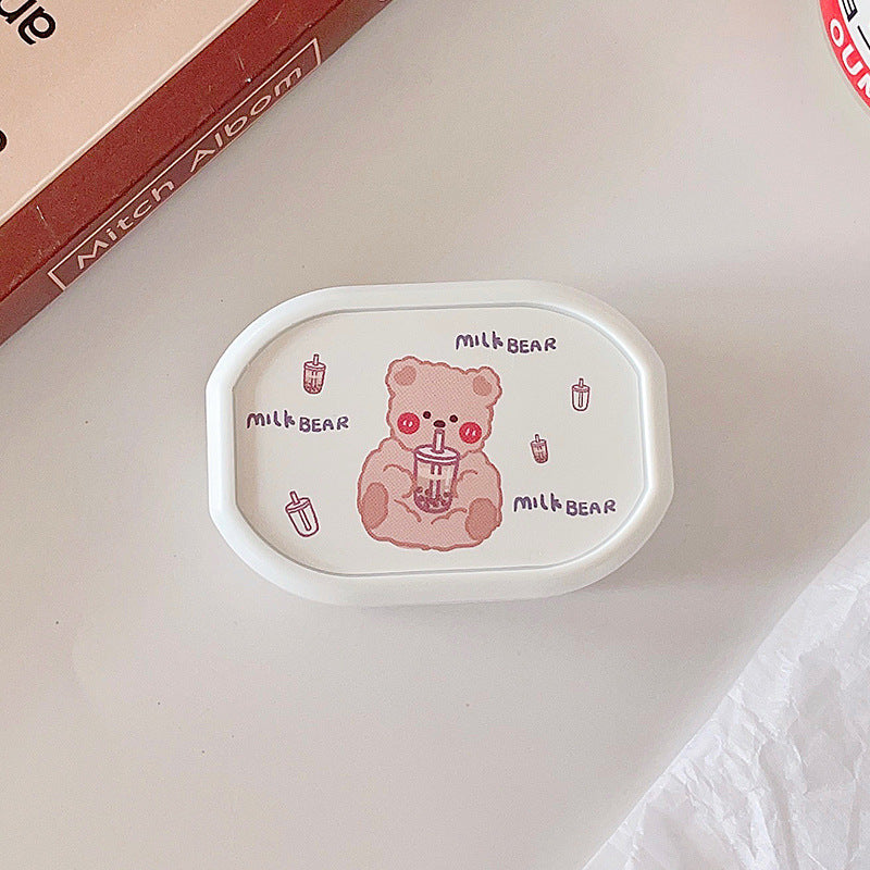 Cute Cartoon with Mirror Colored Contact Lens Case