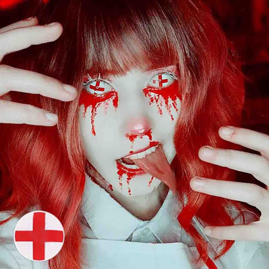 Cosplay Red cross Coloured Contact Lenses