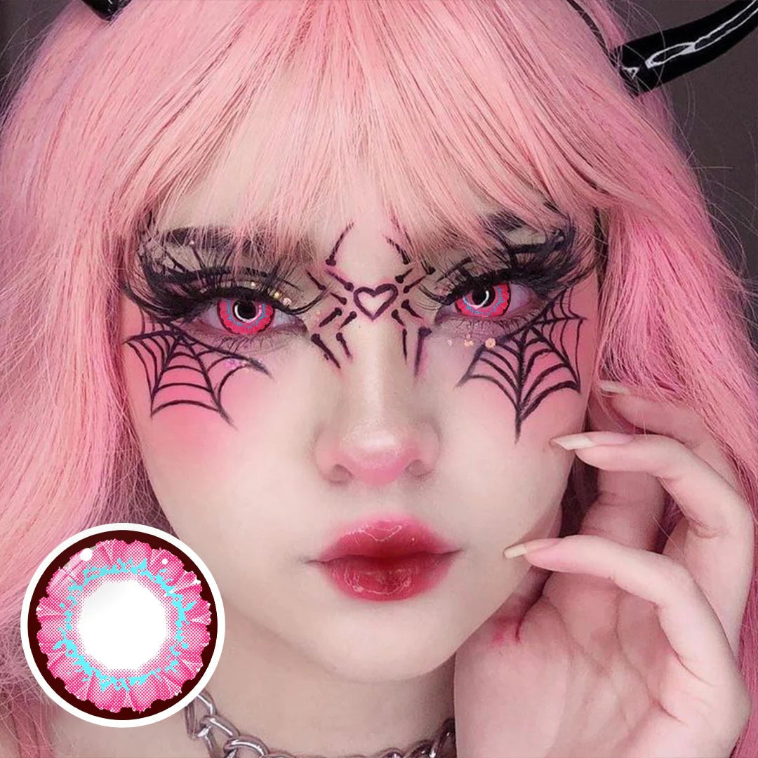 Cosplay Pink love Pink Coloured Contact Lenses Secondary image