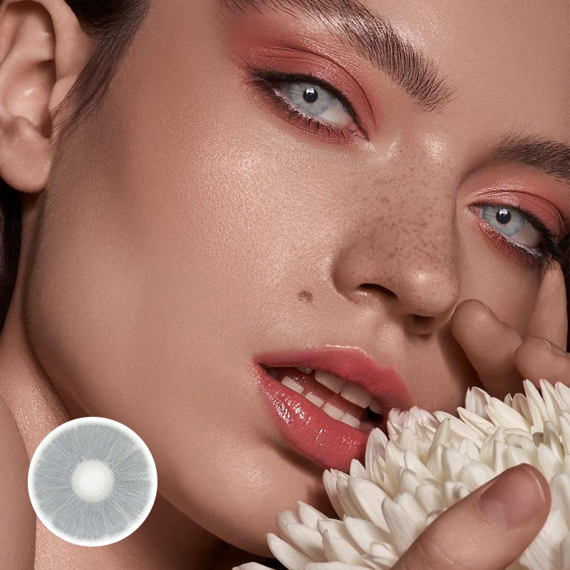Clover Grey Prescription Coloured Contact Lenses Secondary image