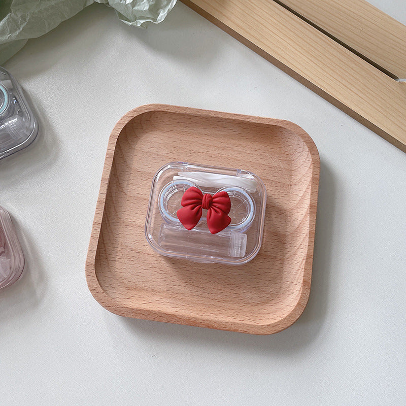 Transparent Portable Bow Colored Contact Lens Case