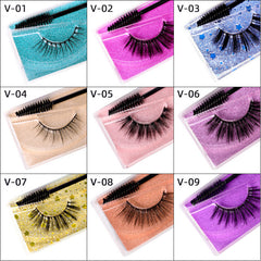 3D Thick False Eyelashes 1 Pair V Series Piece Mink Hair Eyelashes