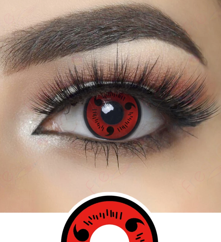 Cosplay Naruto Red Sasuke Sharingan Prescription Colored Contact Lenses