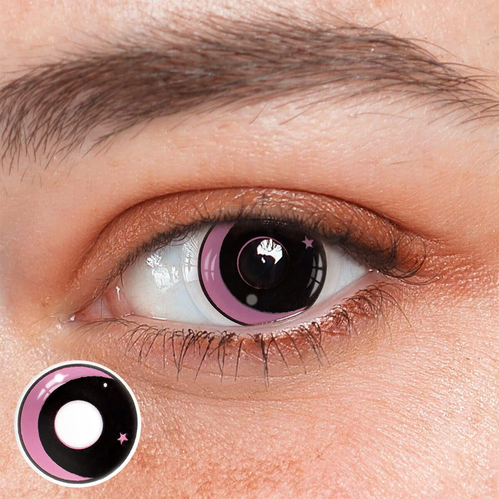 Halloween Moon Star Pink Coloured Contact Lenses