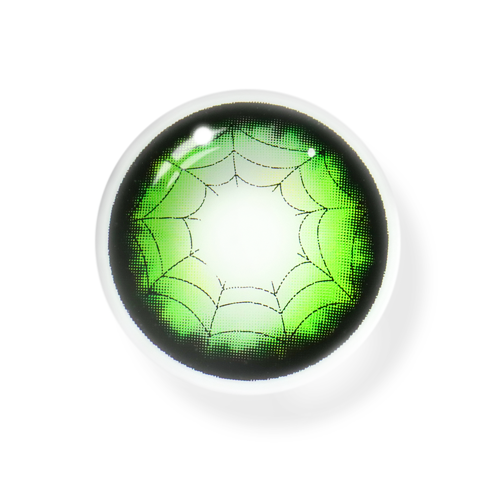 Cosplay Spider Web Green Coloured Contact Lenses Secondary image