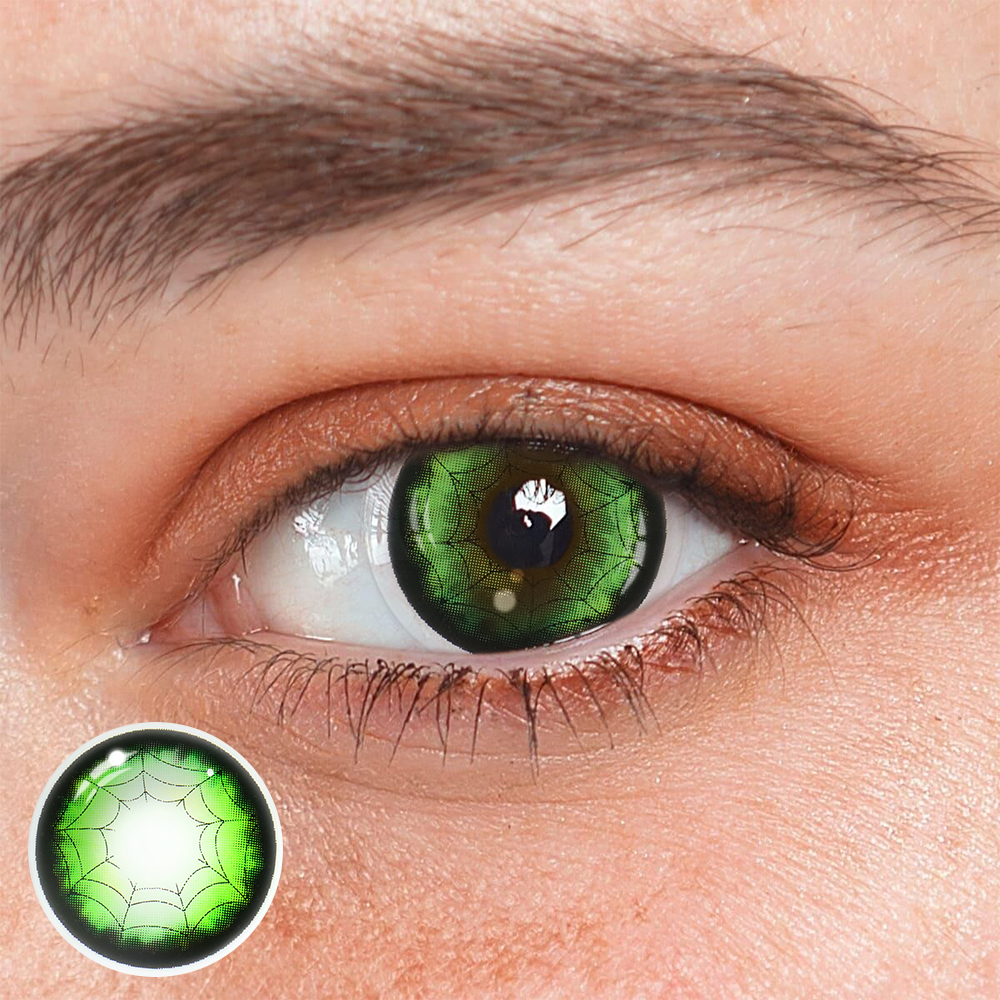 Cosplay Spider Web Green Coloured Contact Lenses Main image